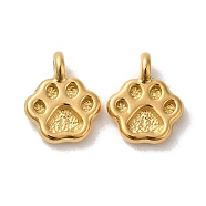 304 Stainless Steel Charms, Paw Print Charm, Real 18K Gold Plated, 11.5x9x3.5mm, Hole: 1.6mm(STAS-I203-39G)