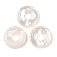 Natural White Shell Pendants, Donut/Pi Disc Charms, Seashell Color, 20x4mm, Hole: 6.5mm(SSHEL-C012-19)