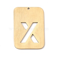 Ion Plating(IP) 304 Stainless Steel Pendants, Rectangle with Alphabet, Hollow, Letter.X, 32x22x1mm, Hole: 1.5mm(STAS-K216-49X-G)