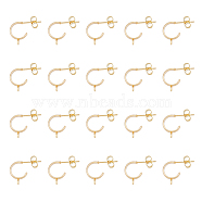 20Pcs Brass Stud Earring Findings, Half Hoop Earring Findings, with Horizontal Loops and Steel Pins, with 20Pcs Ear Nuts, Golden, 13x3mm, Hole: 1.5mm, Pin: 0.8mm(FIND-HY0001-63)