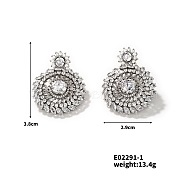 Vintage Classic Copper Zircon Stud Earrings Fashionable Elegant Luxury Ear Jewelry, Platinum, 38x29mm(ZU4811)