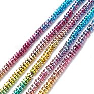 Rainbow Color Electroplate Non-magnetic Synthetic Hematite Beads Strands, Rondelle, Multi-color Plated, 6x3mm, Hole: 1.2mm, about 136pcs/strand, 15.94 inch(40.5cm)(G-L489-G03)