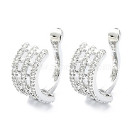 Rack Plating Brass Micro Pave Cubic Zirconia Cuff Earring, Cadmium Free & Lead Free, Long-Lasting Plated, Platinum, 13.5x7x4.5mm(EJEW-C086-12P)
