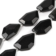 Natural Obsidian Beads Strands, Faceted Nuggets, 38.5~40x24~26x9mm, Hole: 2mm, about 9pcs/strand, 15.75''(40cm)(G-P548-A01-01)