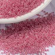 MIYUKI Round Rocailles Beads, Japanese Seed Beads, (RR535) Carnation Pink Ceylon, 15/0, 1.5mm, Hole: 0.7mm, about 27777pcs/50g(SEED-X0056-RR0535)