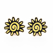 Sun Enamel Pin, Alloy Brooch for Backpack Clothes, Cadmium Free & Lead Free, Light Gold, Champagne Yellow, 20x21x11mm, Pin: 1mm(PALLOY-S132-299)