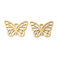 201 Stainless Steel Pendants, Hollow, Butterfly Charm, Golden, 13x18.5x1mm, Hole: 1.6mm(X-STAS-A084-05G)