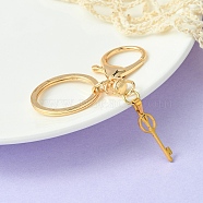 304 Stainless Steel Initial Letter Key Charm Keychains, with Alloy Clasp, Golden, Letter Y, 8.8cm(KEYC-YW00004-25)