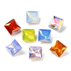 K9 GLass Rhinestone Cabochons, Faceted, Pointed Back & Back Plated, Square, Mixed Color, 8x8x4.5mm(EGLA-F161-11)