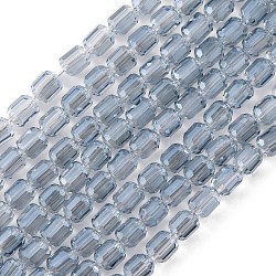 Electroplate Glass Beads Strands, Faceted, AB Color, Column, Light Blue, 4x5~6mm, Hole: 1mm, about 80pcs/strand, 15.75''(40cm)(EGLA-D031-01-03)