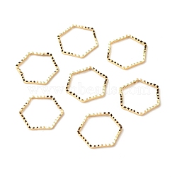 Brass Linking Rings, Long-Lasting Plated, Cadmium Free & Lead Free, Hexagon, Real 24K Gold Plated, 12x13.5x1mm, Inner Diameter: 10.5x12mm(KK-F831-013C-G-RS)