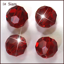 Imitation Austrian Crystal Beads, Grade AAA, Faceted(32 Facets), Round, Dark Red, 4mm, Hole: 0.7~0.9mm(SWAR-F021-4mm-208)