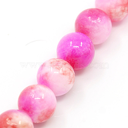 Natural Persian Jade Beads Strands, Dyed, Round, Fuchsia, 6mm, Hole: 1mm, about 62pcs/strand, 16 inch(X-G-D434-6mm-07)