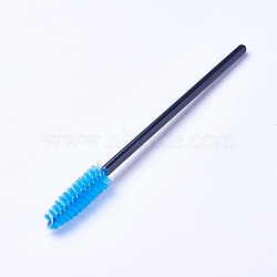 Nylon Eye Lashes Cosmetic Brushes, with Plastic Handle, Blue, 9.8x0.3cm(MRMJ-TAC0003-02C)
