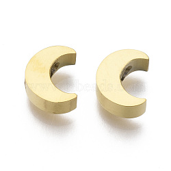 304 Stainless Steel Beads, Moon, Golden, 8x6x3mm, Hole: 1.8mm(X-STAS-R112-009A)