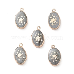 Natural Labradorite Pendants, Oval Charms with Golden Brass Edge, 22x13x3~5.5mm, Hole: 1.8mm(X-G-K333-01L)