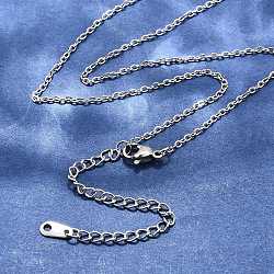 Tarnish Resistant 304 Stainless Steel Necklaces, Cable Chain Necklaces, Stainless Steel Color, 17.32 inch(44cm)(X-NJEW-E080-10P)