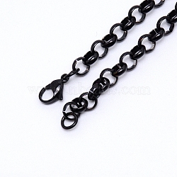Steel Rolo Chain for Necklace Making, with Lobster Claw Clasps, Gunmetal, 6x2mm, 19.9 inch(50.5cm)(MAK-TAC0001-02A-B)