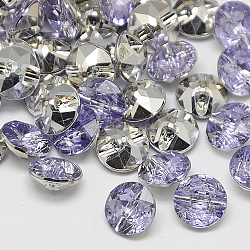 Taiwan Acrylic Rhinestone Buttons, Faceted, 1-Hole, Flat Round, Lilac, 11.5x6mm, Hole: 1mm(BUTT-F020-11.5mm-20)
