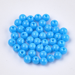 Opaque Plastic Beads, Round, Dodger Blue, 6x5.5mm, Hole: 1.8mm, about 4790pcs/500g(KY-T005-6mm-614)
