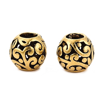 Tibetan Style Alloy European Beads, Large Hole Beads, Rondelle with Spiral, Antique Golden, 10x9mm, Hole: 4~4.5mm