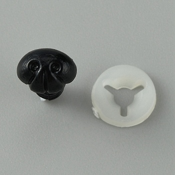 Plastic Dog Safety Craft Noses, with Spacer, for DIY Doll Toys Puppet Plush Animal Making, Black, 15x8x6.5mm, Pin: 4.5mm