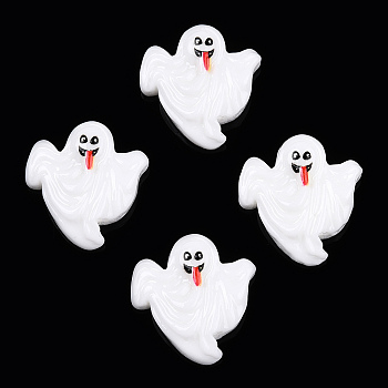 Halloween Opaque Resin Cabochons, Ghost, White, 20.5x19x5mm
