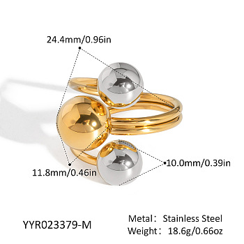 304 Stainless Steel Adjustable Cuff Rings for Women, Golden & Stainless Steel Color, Inner Diameter: Adjustable