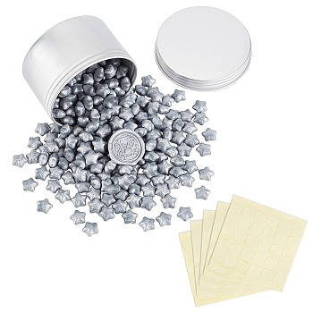 CRASPIRE DIY Stamp Making Kits, Including Aluminium Tin Cans, Sealing Wax Particles  and Gift Tag Labels Self-Adhesive Present Stickers, Silver, 8.4x5cm, 1pc