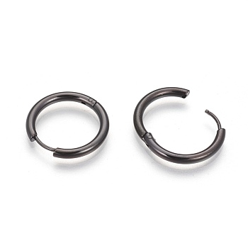 304 Stainless Steel Hoop Earrings, Manual Polishing Huggie Earrings, Gunmetal, 10 Gauge, 21x2.5mm, Pin: 0.9mm(±0.1mm), Inner Diameter: 16mm