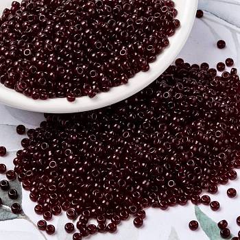MIYUKI Round Rocailles Beads, Japanese Seed Beads, 8/0, (RR141D) Transparent Dark Ruby, 8/0, 3mm, Hole: 1mm, about 422~455pcs/10g
