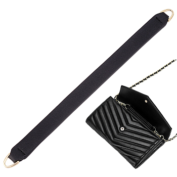 Leather Short Bag Straps, with Alloy D-Ring Clasp, Black, 18.6x1.25x0.35cm