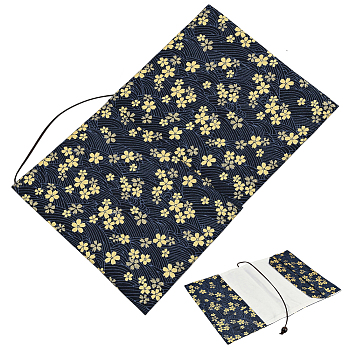 Cloth Book Covers, Notebook Wraps, Rectangle with Flower Pattern, Midnight Blue, 212x160x7mm