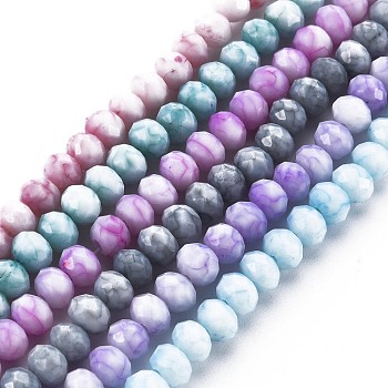 Opaque Baking Painted Glass Beads Strands, Imitation Stones, Faceted, Rondelle, Mixed Color, 6x5mm, Hole: 1mm, about 80~81pcs/strand, 14.76 inch~14.96 inch(37.5~38cm)
