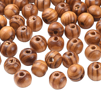 Undyed Natural Wood Beads, Round, Burlywood, Lead Free, 10mm, Hole: 3mm