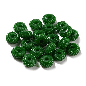 Resin Rhinestone Beads, Imitation Jelly, Rondelle, Lime Green, 6x4mm, Hole: 1.8mm