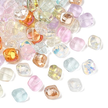 100Pcs 10 Colors Electroplate Glass Beads Sets, Pearl Luster Plated, Square, Mixed Color, 10.5x10.5~11x6.5mm, Hole: 1mm, 10pcs/color