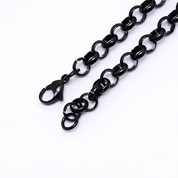 Steel Rolo Chain for Necklace Making, with Lobster Claw Clasps, Gunmetal, 6x2mm, 19.9 inch(50.5cm)