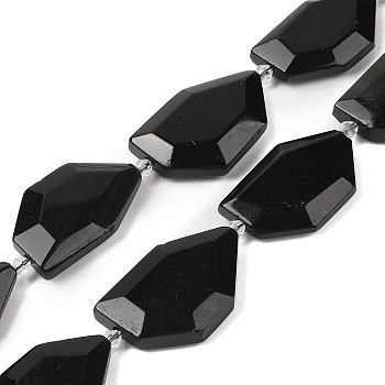 Natural Obsidian Beads Strands, Faceted Nuggets, 38.5~40x24~26x9mm, Hole: 2mm, about 9pcs/strand, 15.75''(40cm)