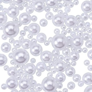 Imitation Pearl Acrylic Beads, No Hole/Undrilled Beads, Round, White, 2.5~8mm; about 1163pcs/box