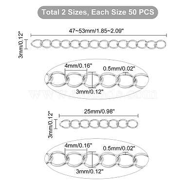 100Pcs 2 Style 304 Stainless Steel Curb Chain Extender(STAS-UN0038-14P)-5