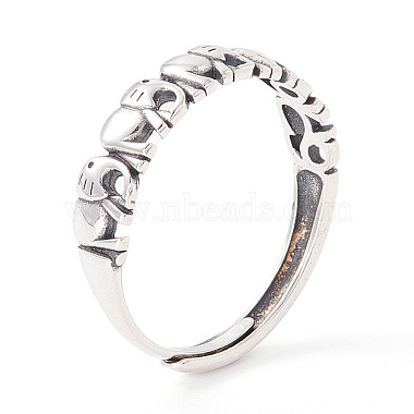 Elephant 925 Sterling Silver Adjustable Rings for Men Women(STER-G032-03AS)-2