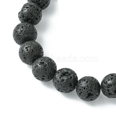 Natural Lava Rock & Gemstone Stretch Bracelet with Alloy Fairy Charms(BJEW-JB08730)-4