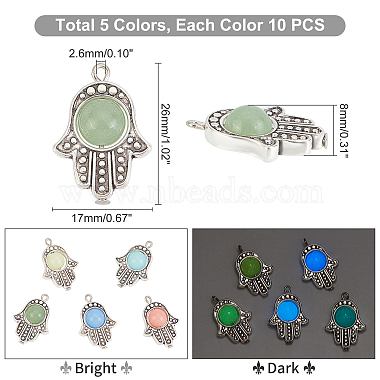 pandahall элитные 50шт. 5 цвета подвески из синтетического светящегося камня(PALLOY-PH0001-97)-5