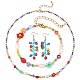 Natural Pearl & Glass Seed Beaded Necklace & Bracelet & Dangle Earrings(SJEW-SW00008)-1