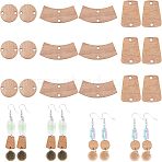 90Pcs 3 Style Unfinished Wood Connector Charms, Flat Round, Curved Trapezoid, Rounded Trapezoid, Camel, 1.2~1.7x1.3~2.65x0.2cm, Hole: 1.6mm, 30pcs/style(DIY-CA0004-66)