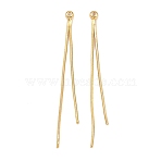 Brass Earring Nuts, Tassel, Real 18K Gold Plated, 64x4x3mm, Hole: 0.8mm(KK-H536-05G)