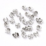 Tarnish Resistant 304 Stainless Steel Bead Tips, Calotte Ends, Clamshell Knot Cover, Stainless Steel Color, 5x3.5mm, Hole: 0.5mm(X-STAS-P126-04P)