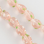 Handmade Lampwork 3D Strawberry Beads, Pink, 13~16x11mm, Hole: 2mm(LAMP-R109B-16)