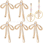 6 Pairs Brass Micro Pave Clear Cubic Zirconia Pendants, with Open Jump Rings, Nickel Free, Bowknot, Real 18K Gold Plated, 19x13x2.5mm, Hole: 1mm, 6 pairs(KK-CN0002-97)